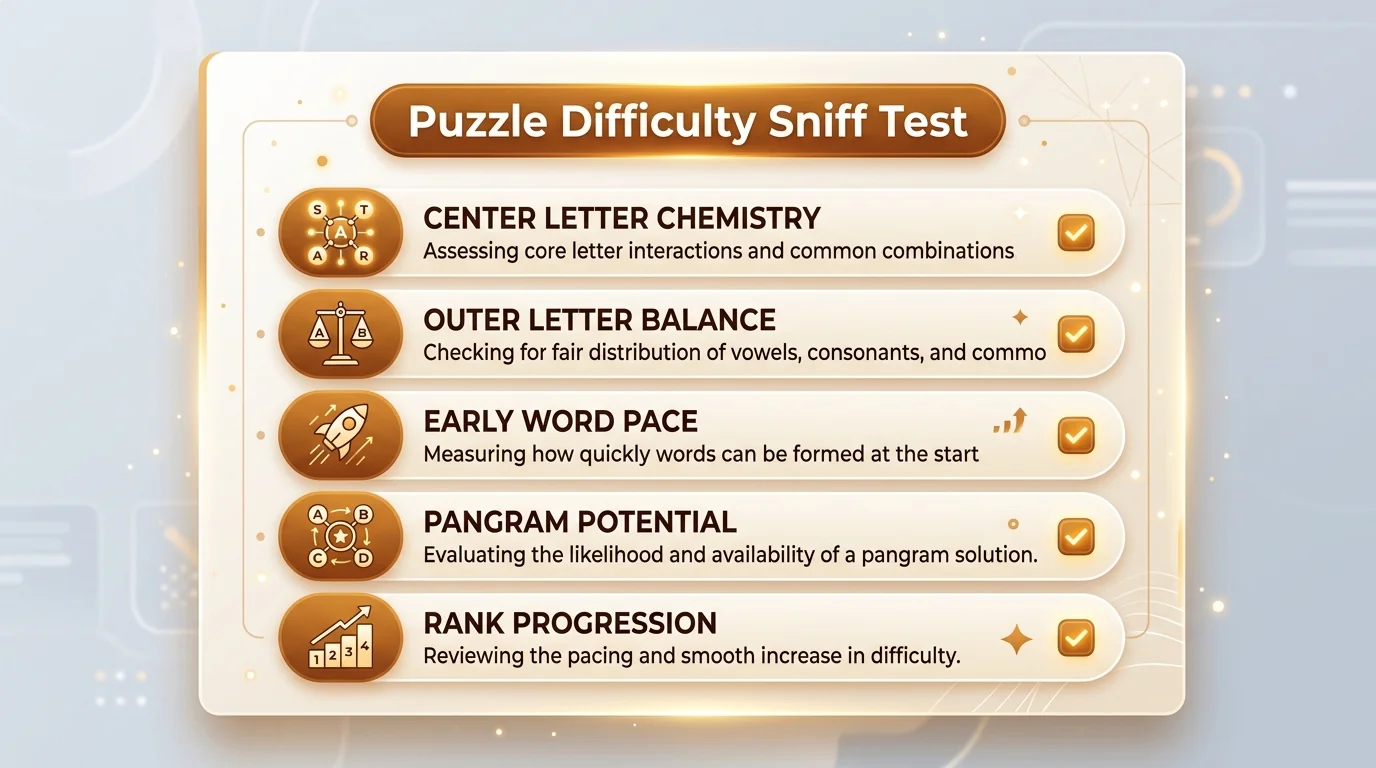 Checklist graphic for spelling bee difficulty explained sniff test