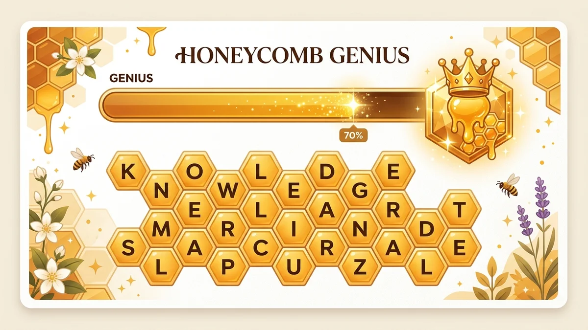 Illustration of Spelling Bee Genius rank points threshold and honeycomb progress