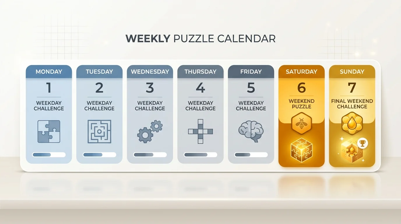 Calendar graphic asking if Saturday spelling bee is harder than weekdays