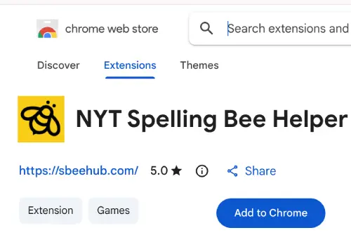 Chrome Web Store listing for Spelling Bee Buddy with Add to Chrome button