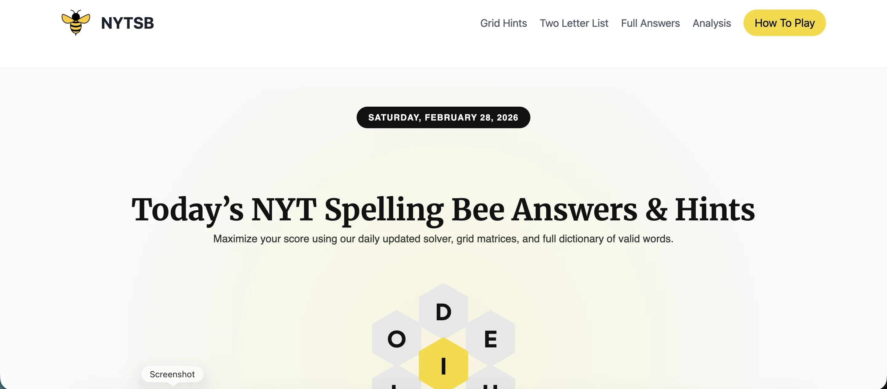 Spelling Bee Buddy Chrome extension screenshot