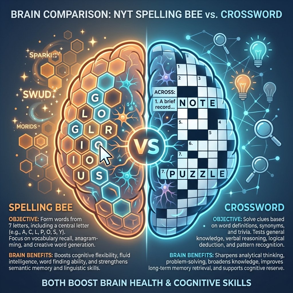 Comparison of Spelling Bee and Crossword puzzles and their brain benefits